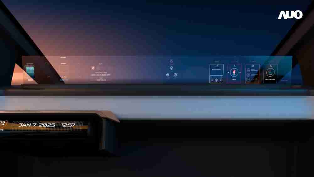 OBPay无界透明显示接口(Horizon Image Glass)透过车运算方案整合仪表板、、中控台及副驾显示器，，，一体式全景呈现，，提供乘用者清晰的前方视野、、、行车必要信息与娱乐功能